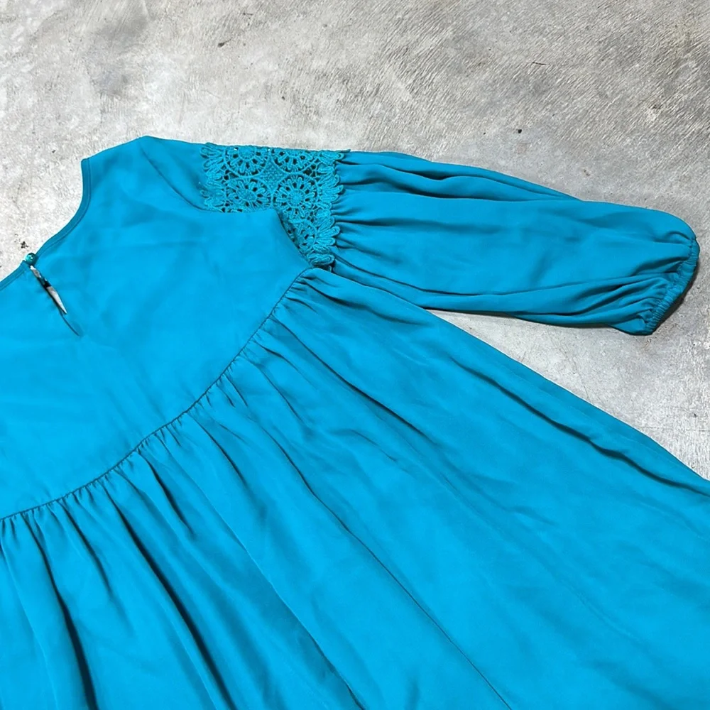Teal with‎ crochet design button closure dress / blush brand / Size 14 / T-74